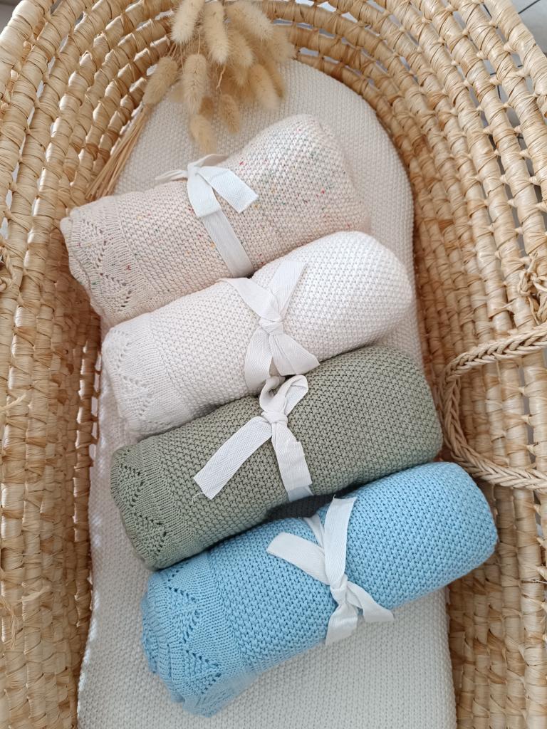 Hand Embroidered Detail Edge Baby Blanket | Blue