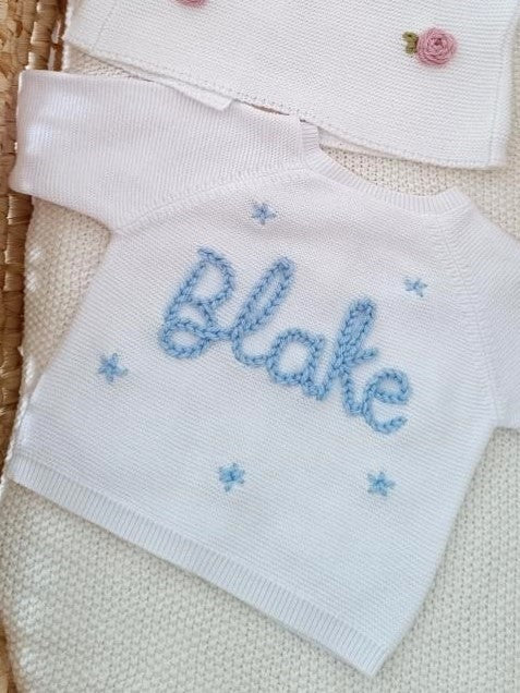 Personalised Embroidered White Cardigan