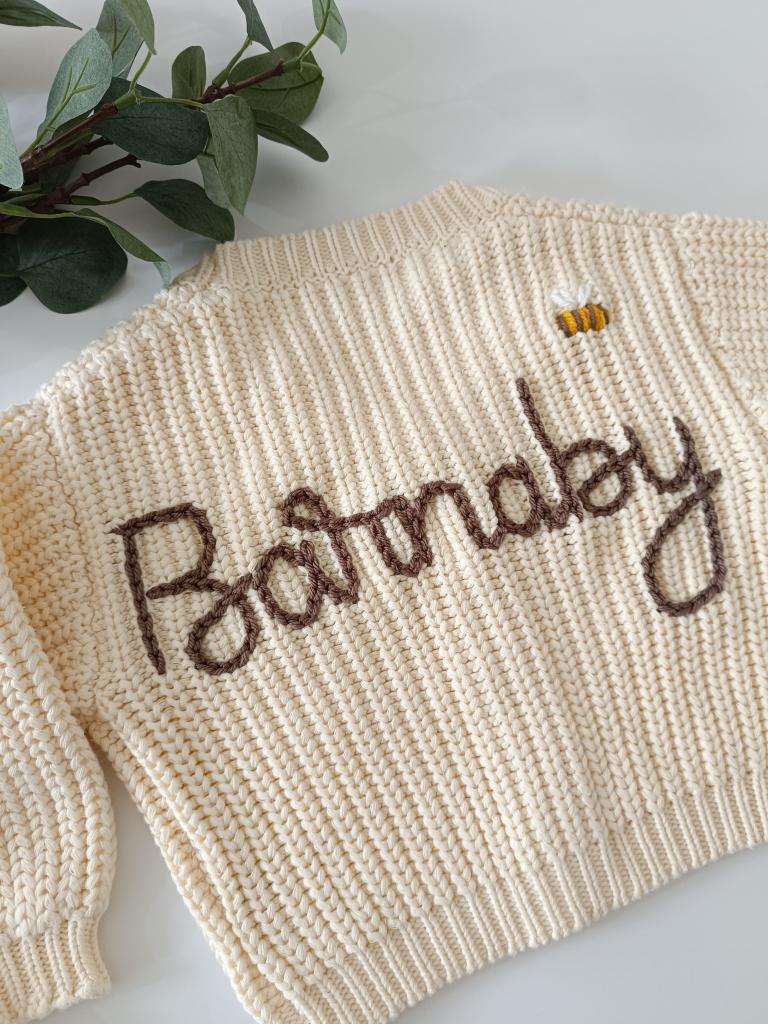 Cream Oversized Name Cardigan