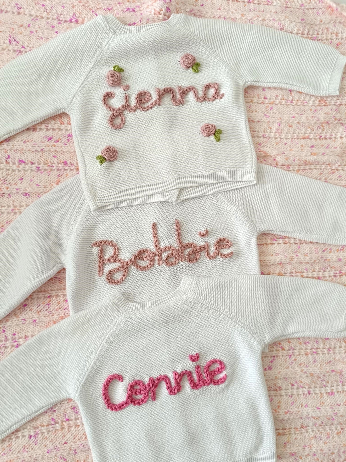 Personalised Embroidered White Cardigan