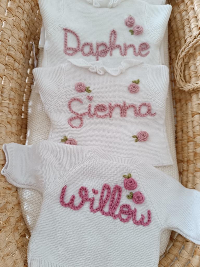 Personalised Embroidered Frill White Cardigan