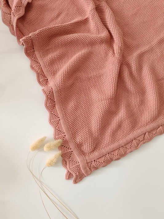Hand Embroidered Detail Edge Baby Blanket | Rose
