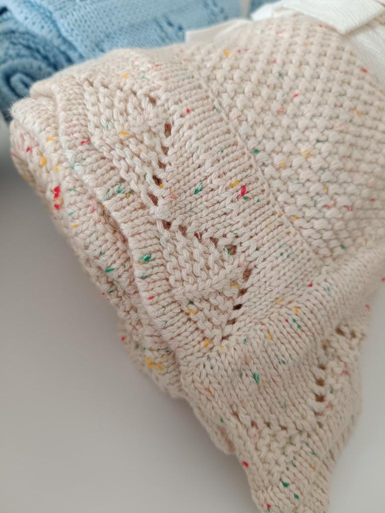 Hand Embroidered Detail Edge Baby Blanket | Cream Confetti
