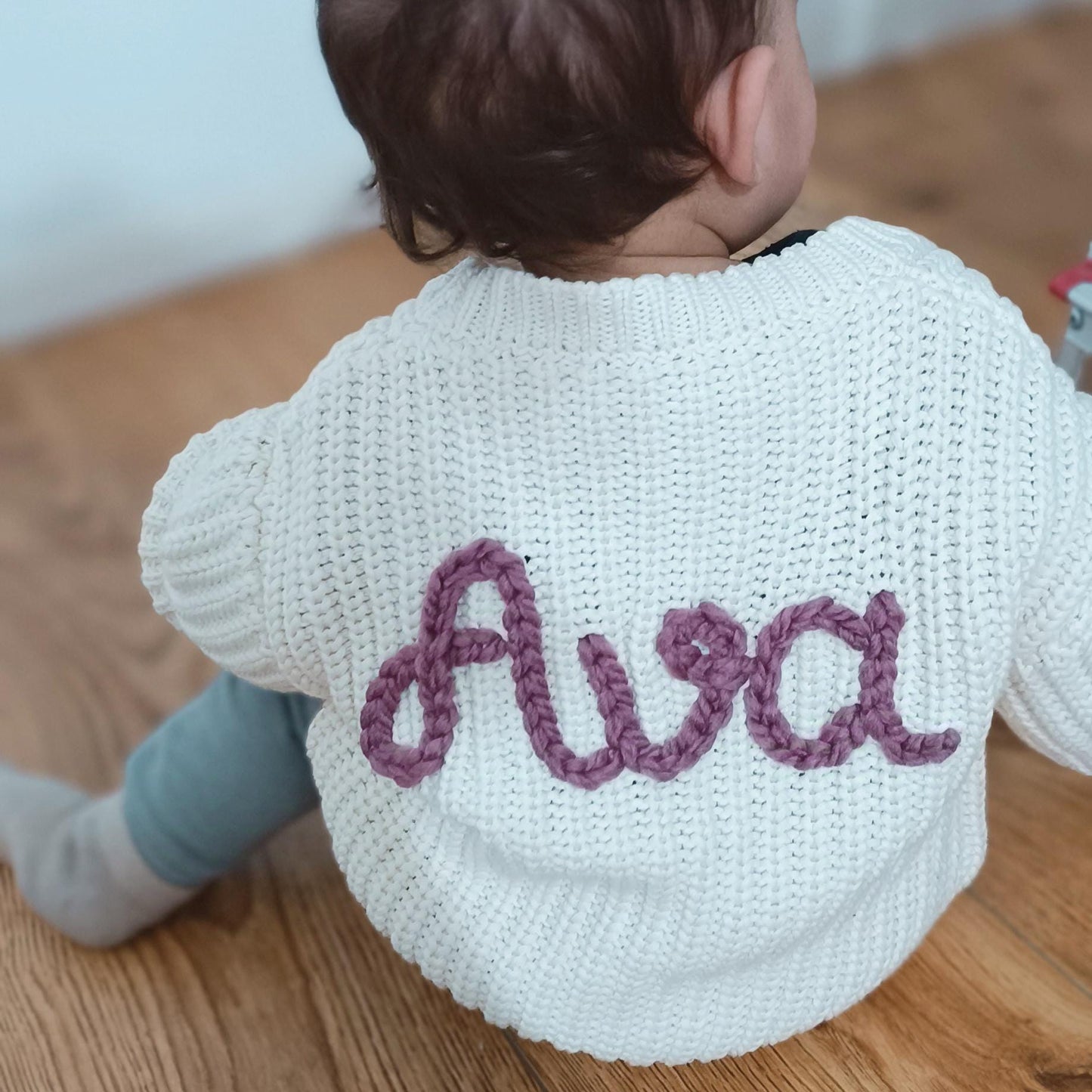 Cream Oversized Name Cardigan