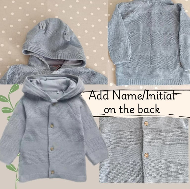 SALE Blue Hood Cardigan 3-6m