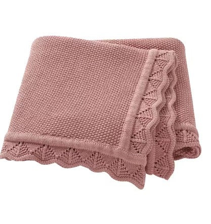 Hand Embroidered Detail Edge Baby Blanket | Rose