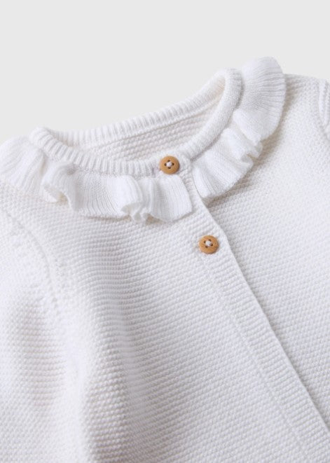 Personalised Embroidered Frill White Cardigan
