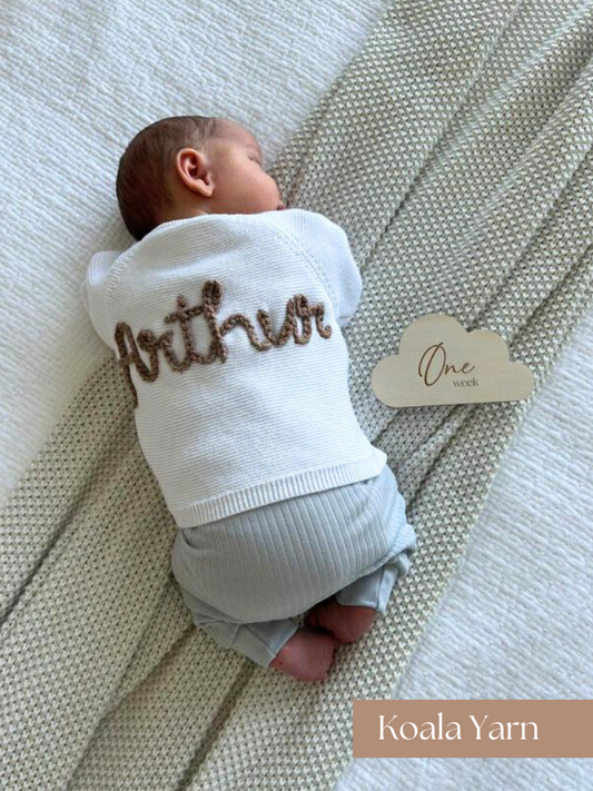 Personalised Embroidered White Cardigan