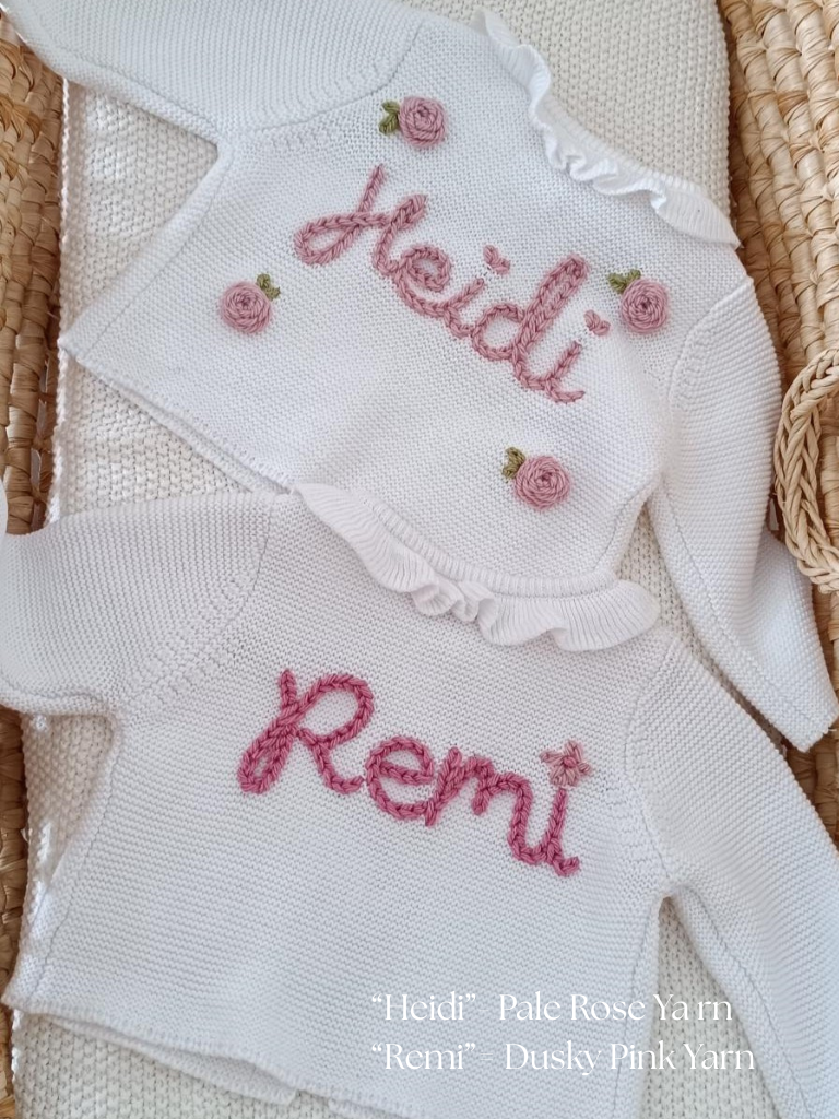 Personalised Embroidered Frill White Cardigan