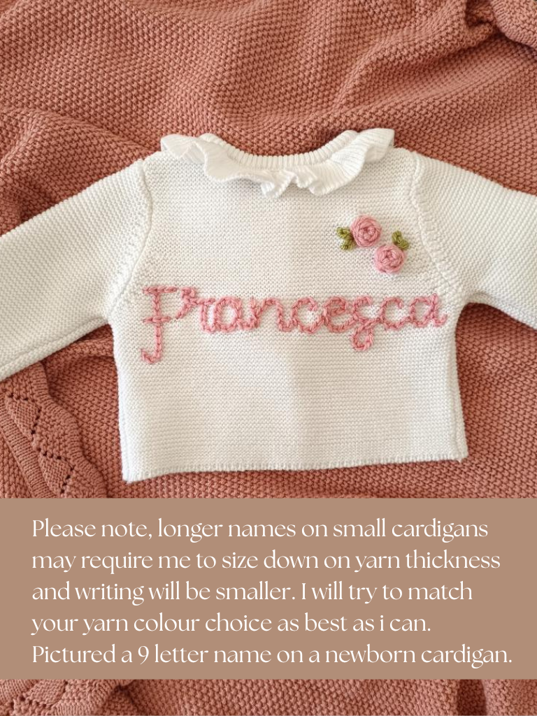 Personalised Embroidered Frill White Cardigan