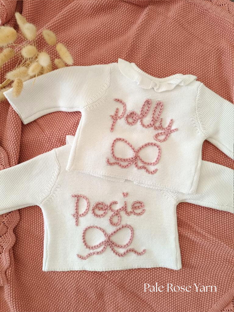Personalised Embroidered Frill White Cardigan