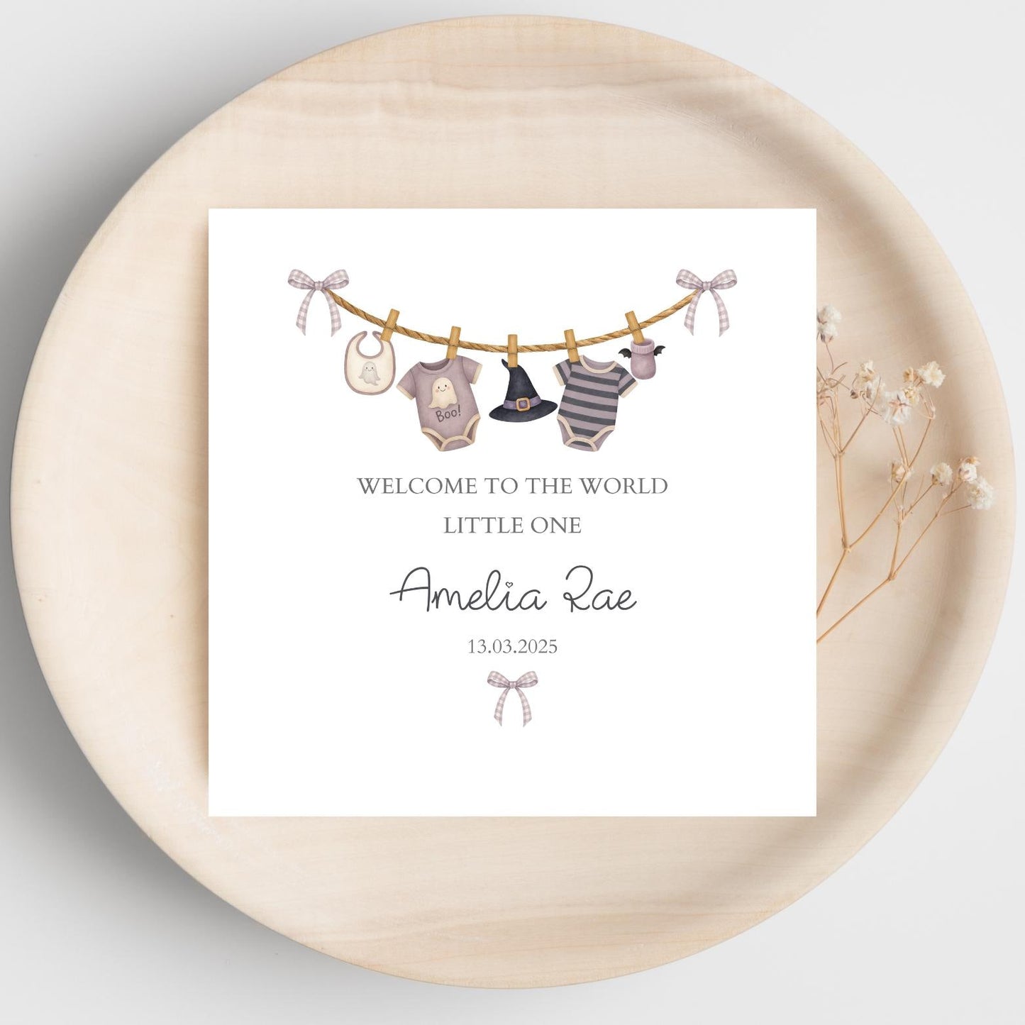 Personalised Halloween New Baby Card| Welcome to the world Halloween card | Halloween Card for baby, Any Relation, Little Boo is here card