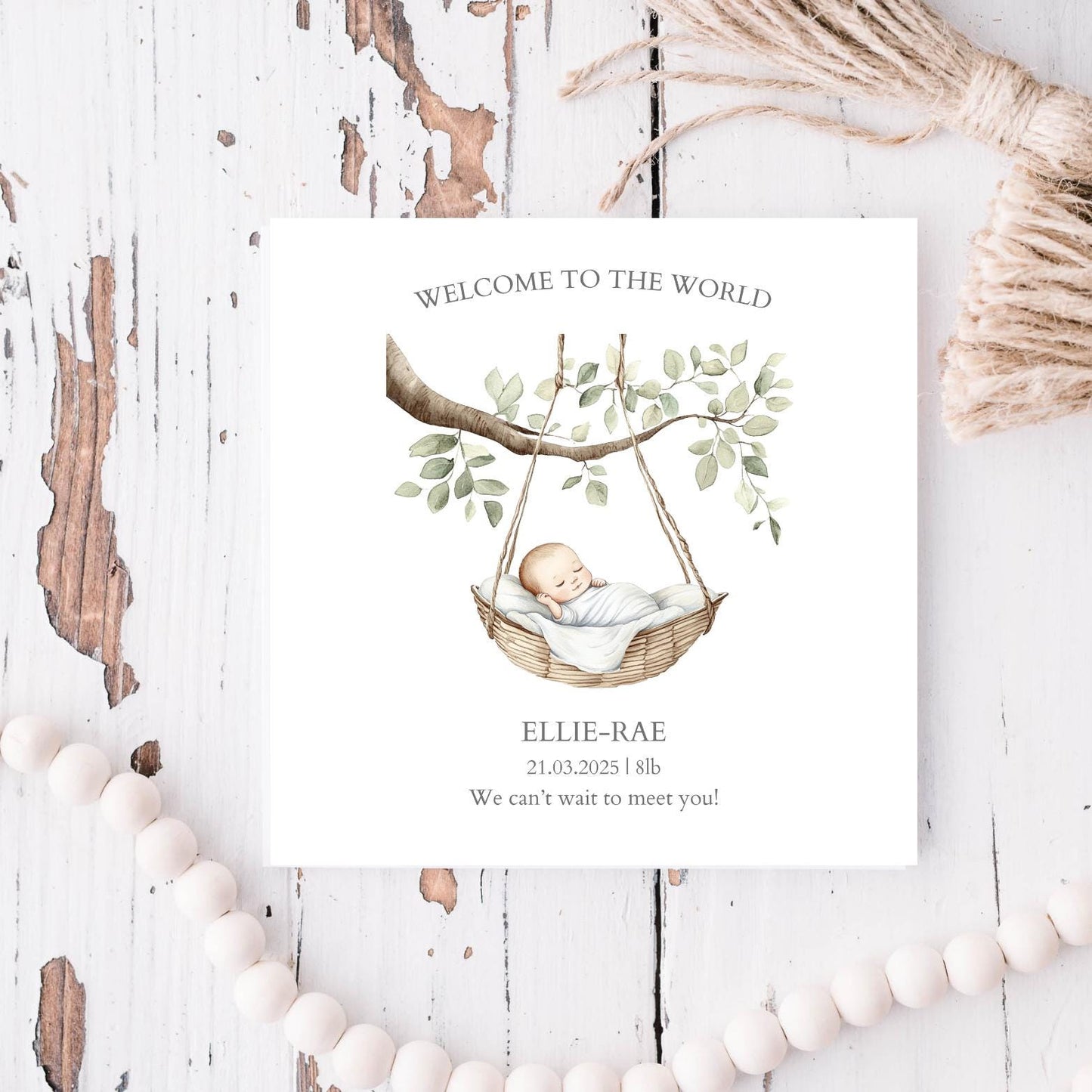 Personalided New Baby Card: Welcome to the World, Neutral Greeting Card