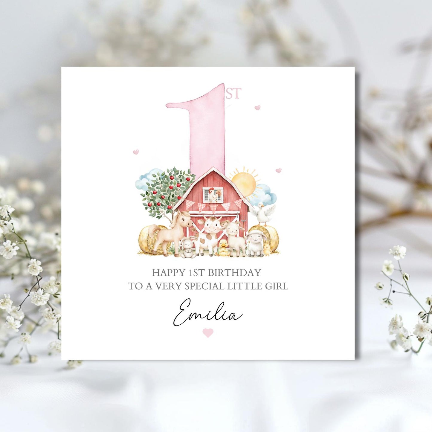 Personalised First Birthday Card Farm Animals | Blue birthday Animals card | One Birthday Card for Boy |Birthday Card for Son, Grandson