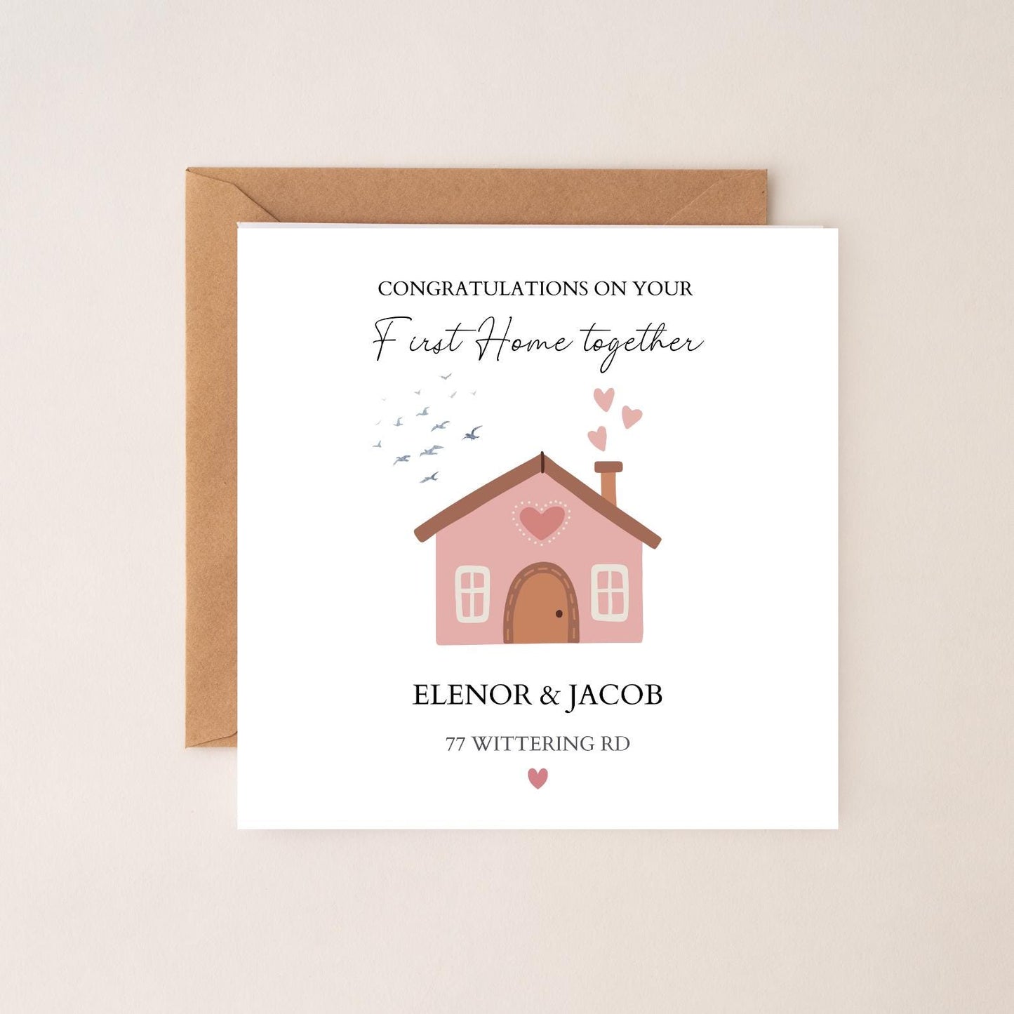 Personalised First Home Card, Congratulations on your First Home Card, First Home Together Card, Happy 1st Home Card With Address