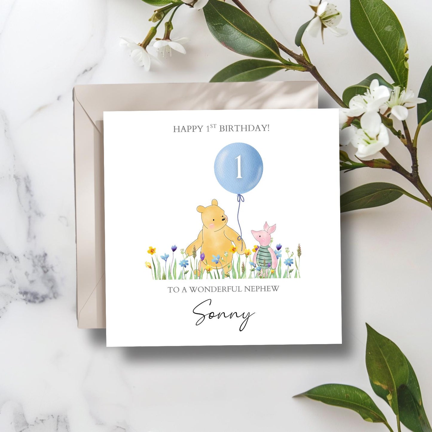 Personalised First Birthday Winnie The Pooh Card |One birthday Winnie Pink card |Birthday Card for Girl, Granddaughter,Daughter,Any Relation