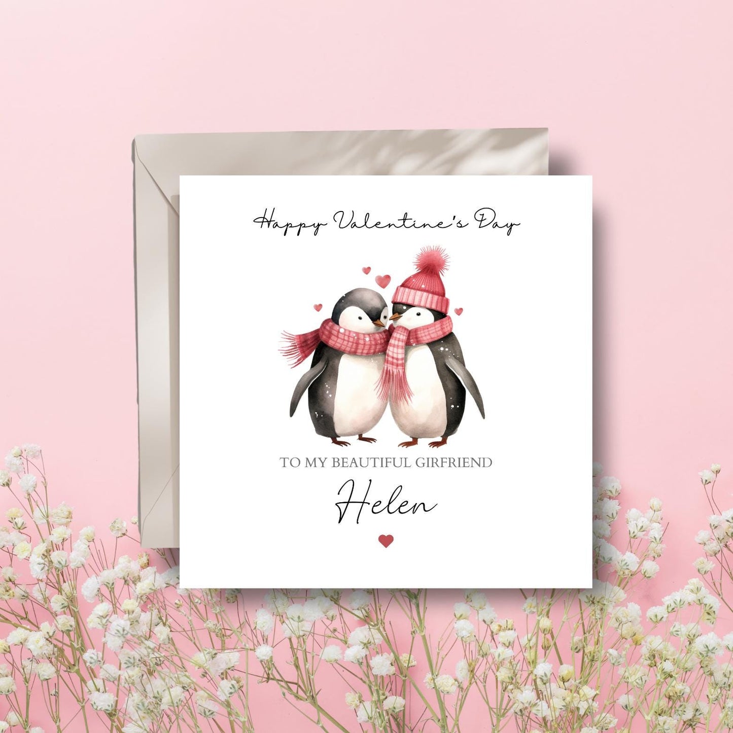Personalised Fiancé Valentines Card, Personalised Pinguin Couple Valentine Card, Cute Pinguin Valentines Card for Fiancé, Wife, Girlfriend