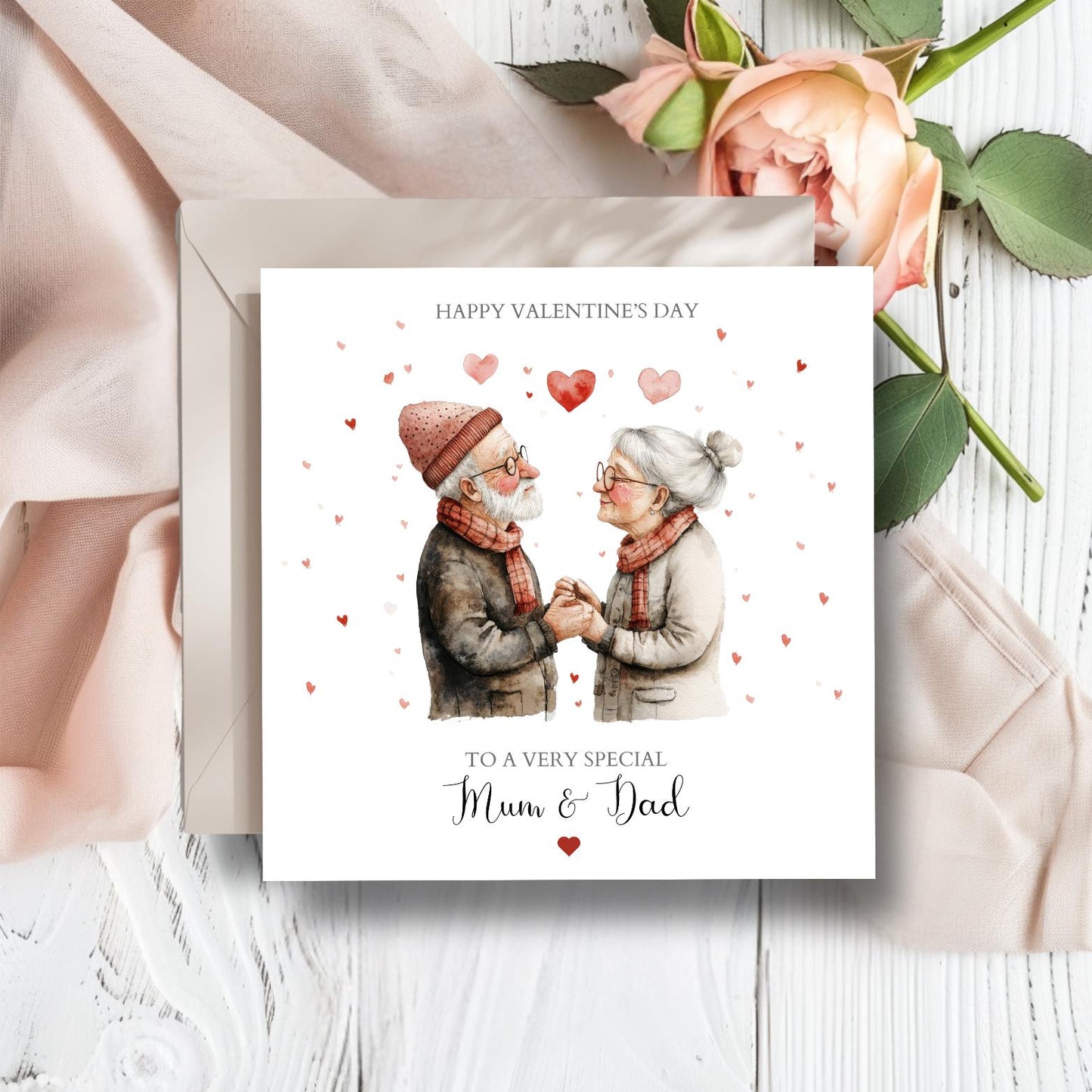 Personalised Grandma and Grandpa Valentines Card, Personalised Grandparents Valentine Card for Nana, Nanny, Couple In Love Design