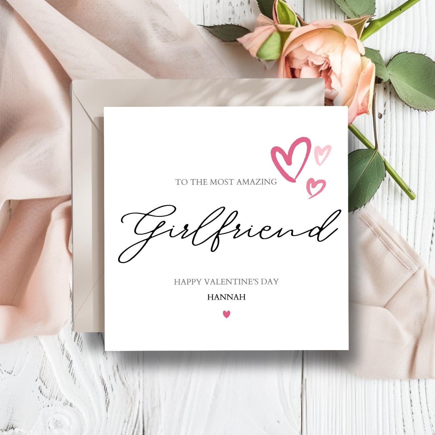 Personalised Fiancé Valentine's Day Card, 1st Valentine's Together, Married Valentine Card for Husband, Wife, Girlfriend, Calligraphy Card