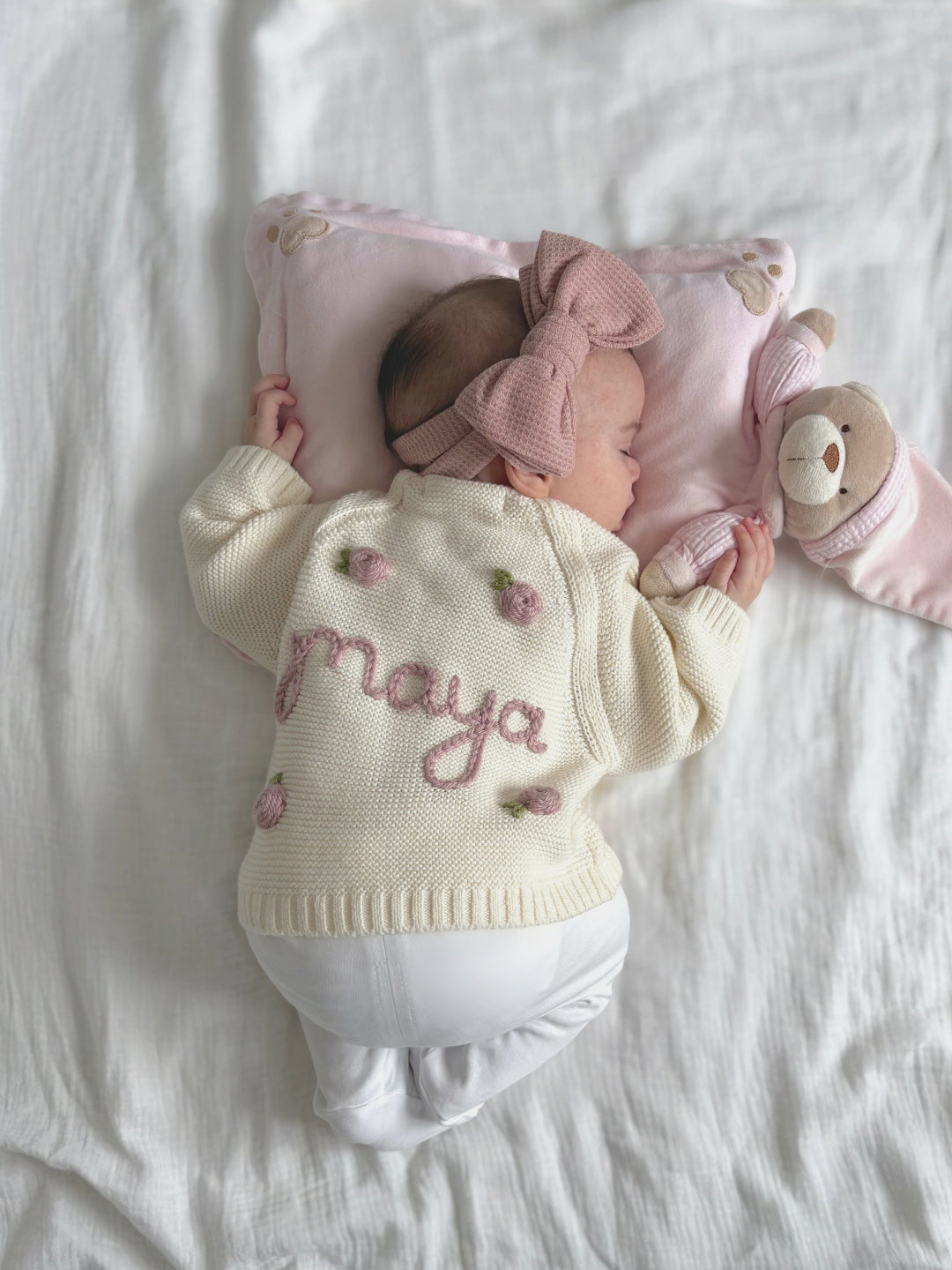 Personalised Embroidered Cream Cardigan