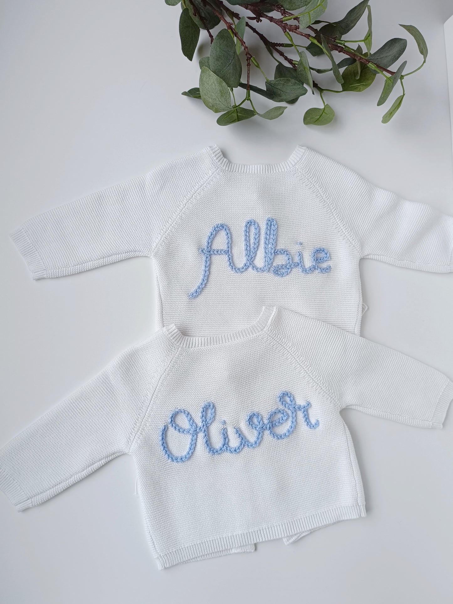 Personalised Embroidered White Cardigan