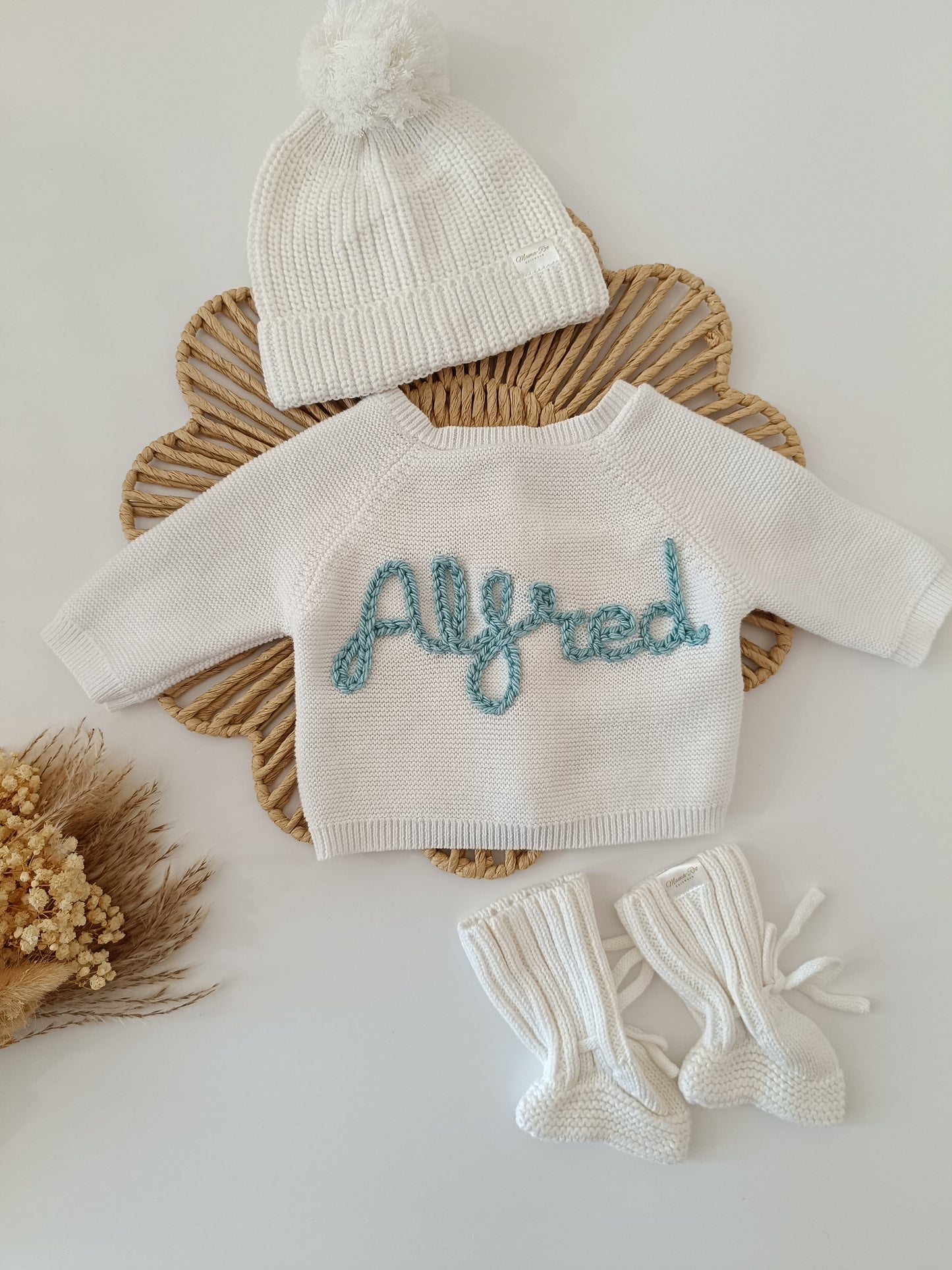Personalised Embroidered White Cardigan