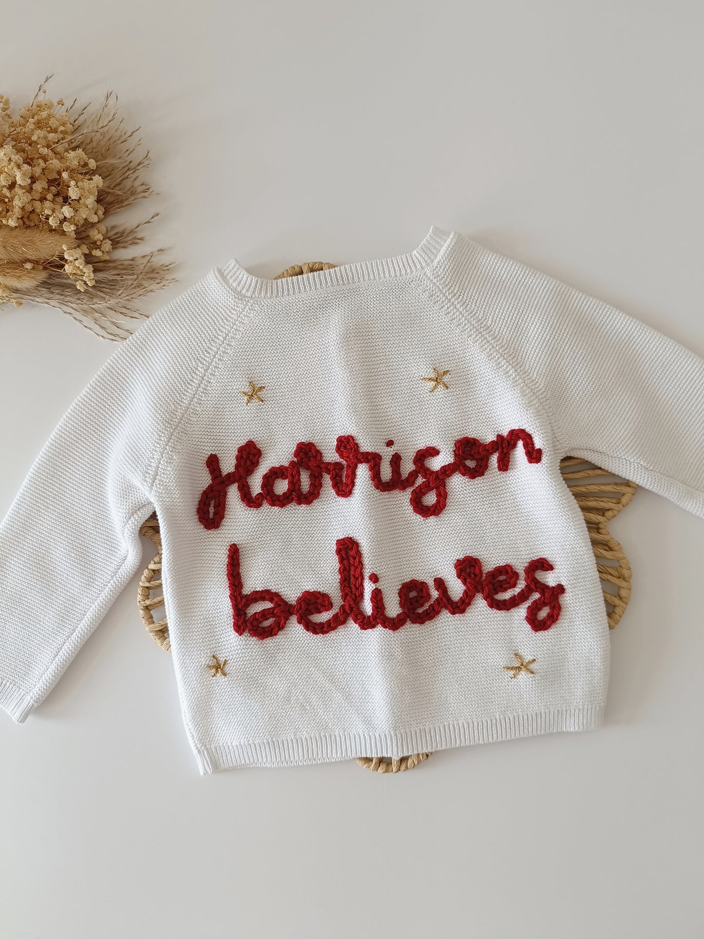 Christmas Personalised Embroidered White Cardigan
