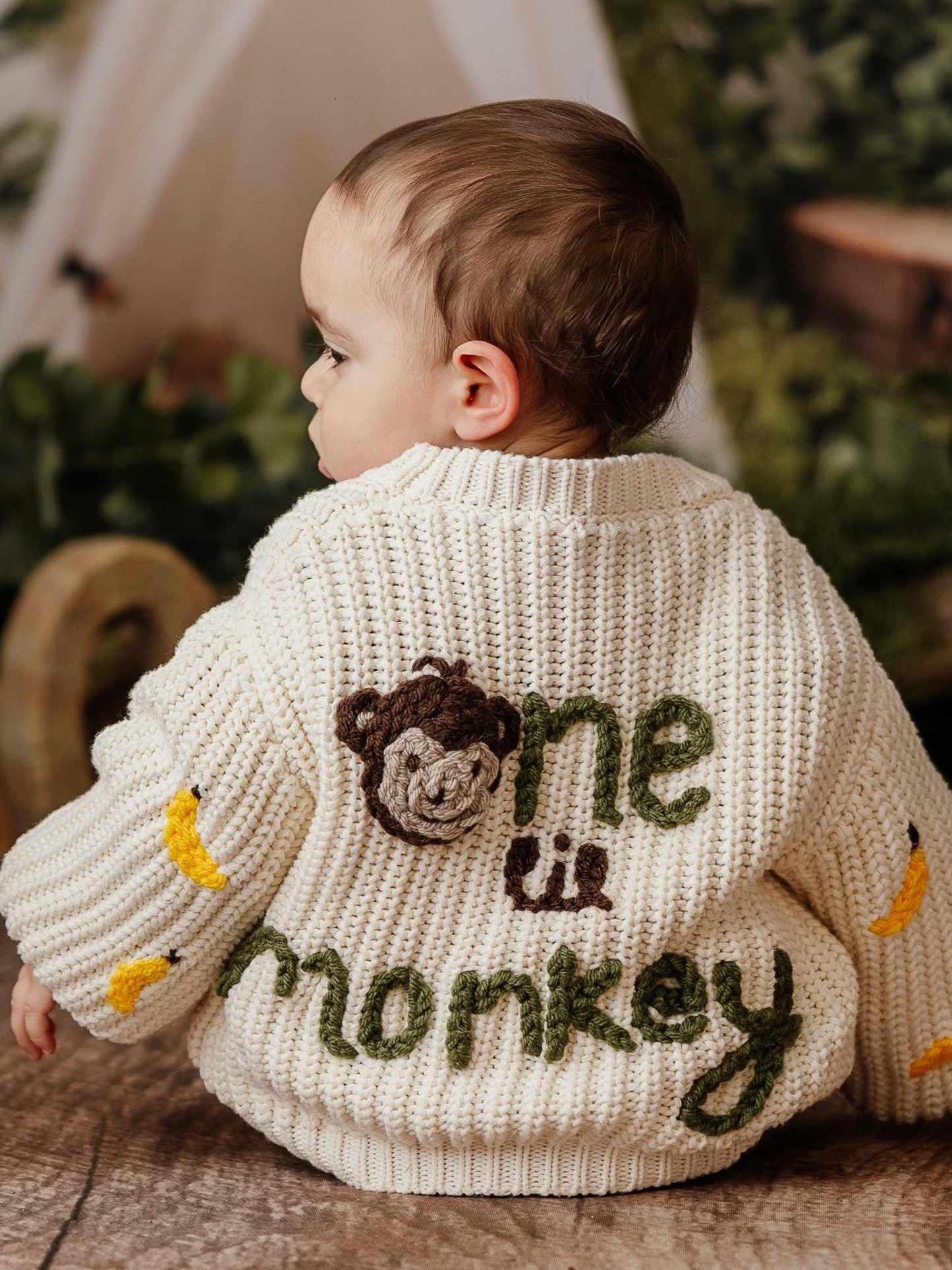 Cream Oversized Name Cardigan