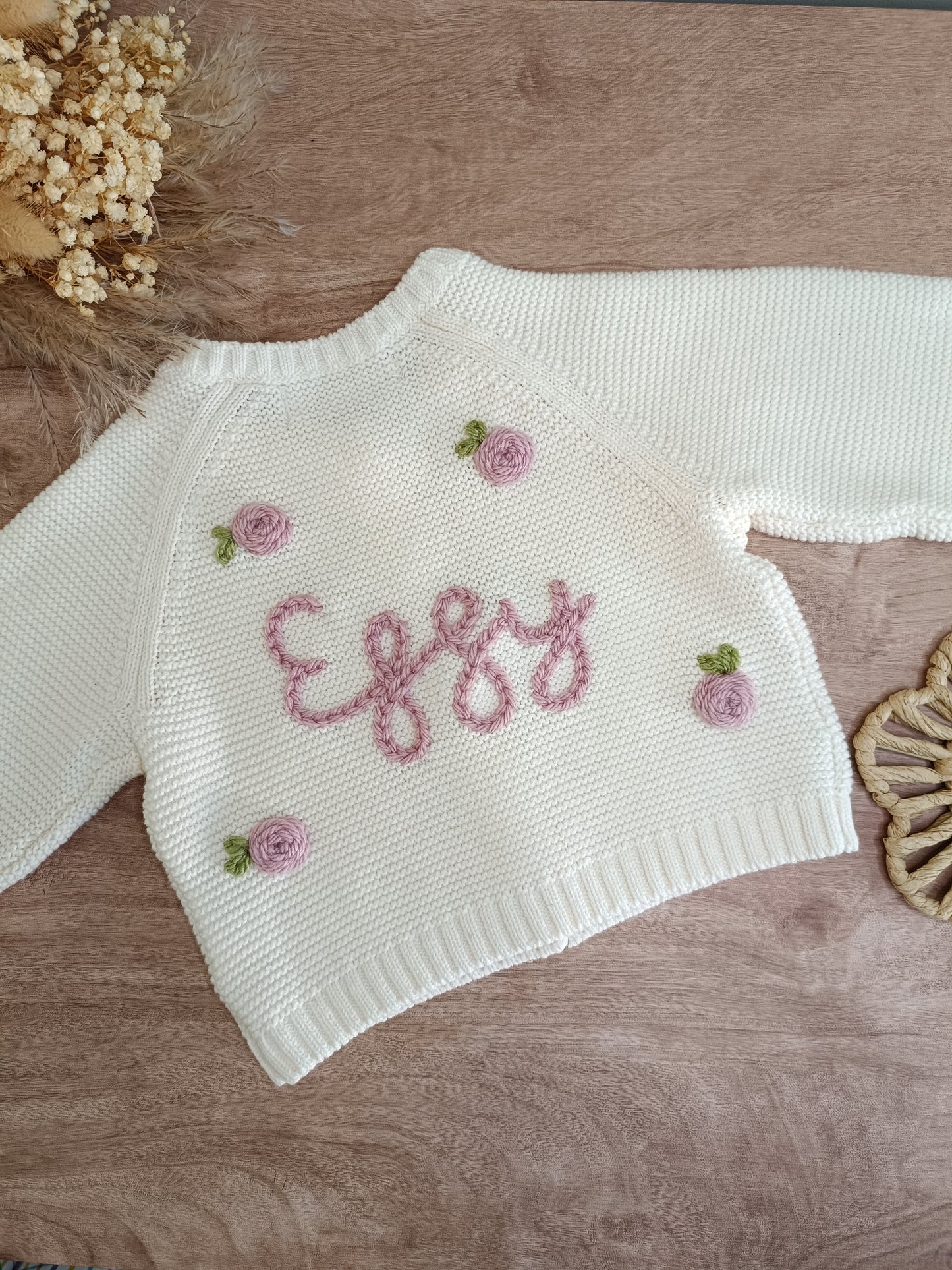 Personalised Embroidered Cream Cardigan