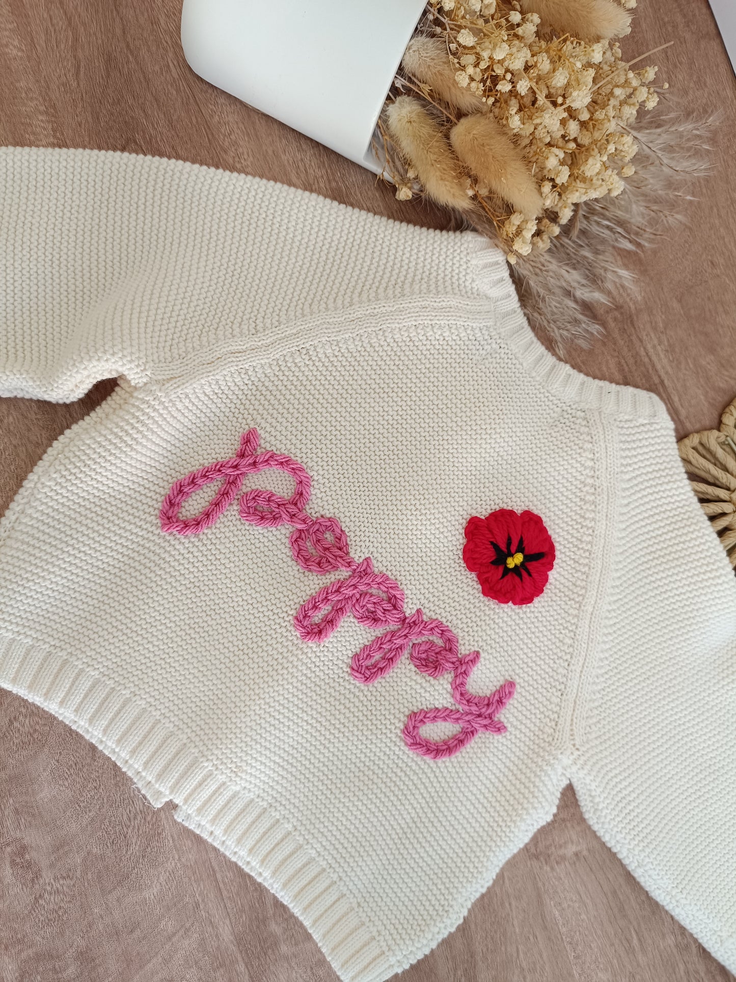 Personalised Embroidered Cream Cardigan