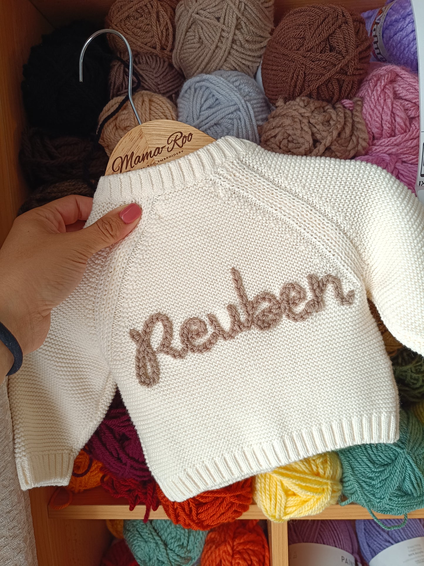 Personalised Embroidered Cream Cardigan