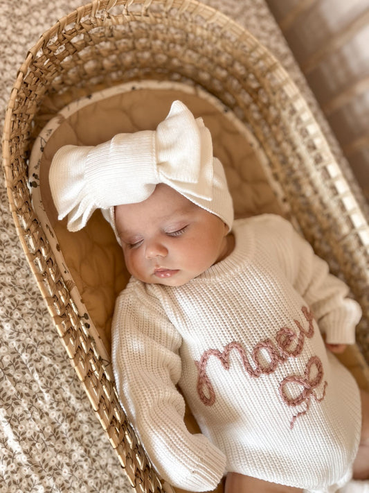 Knit Bow Headband | Topknot | White