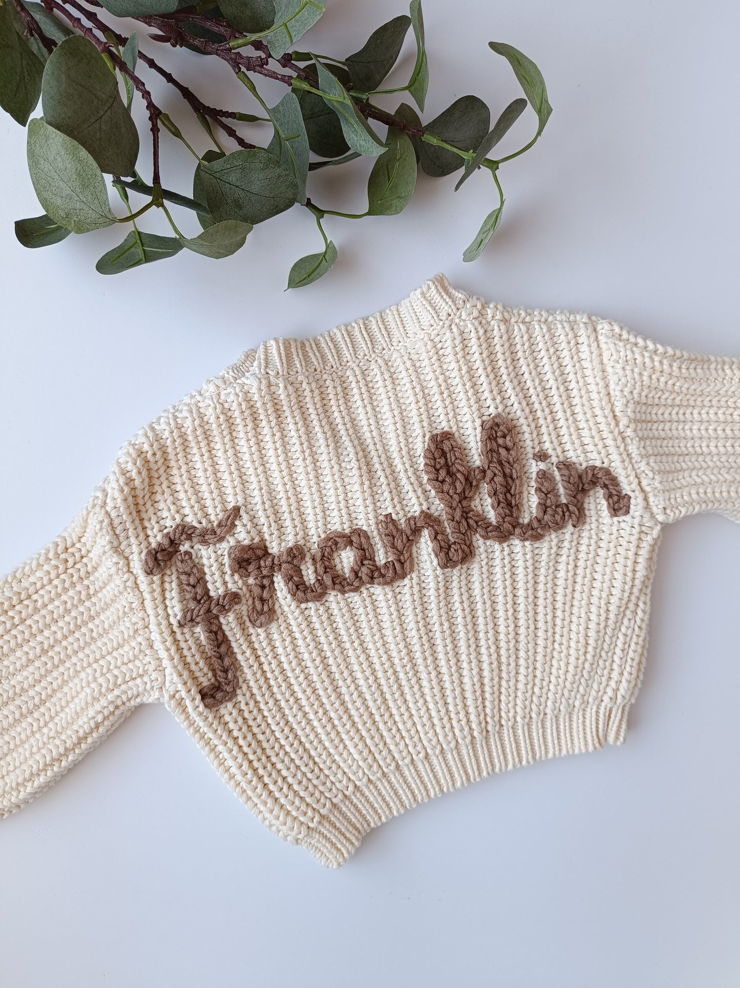 Cream Oversized Name Cardigan