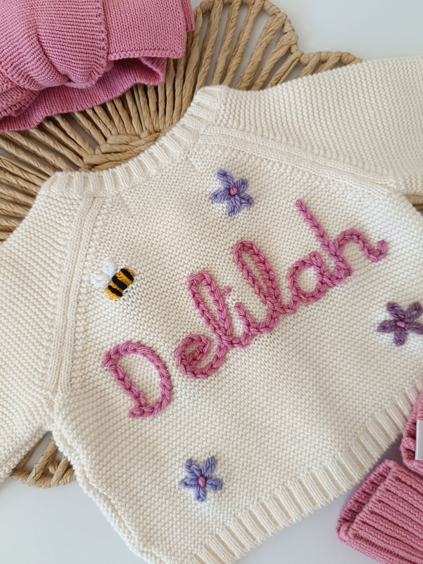 Personalised Embroidered Cream Cardigan