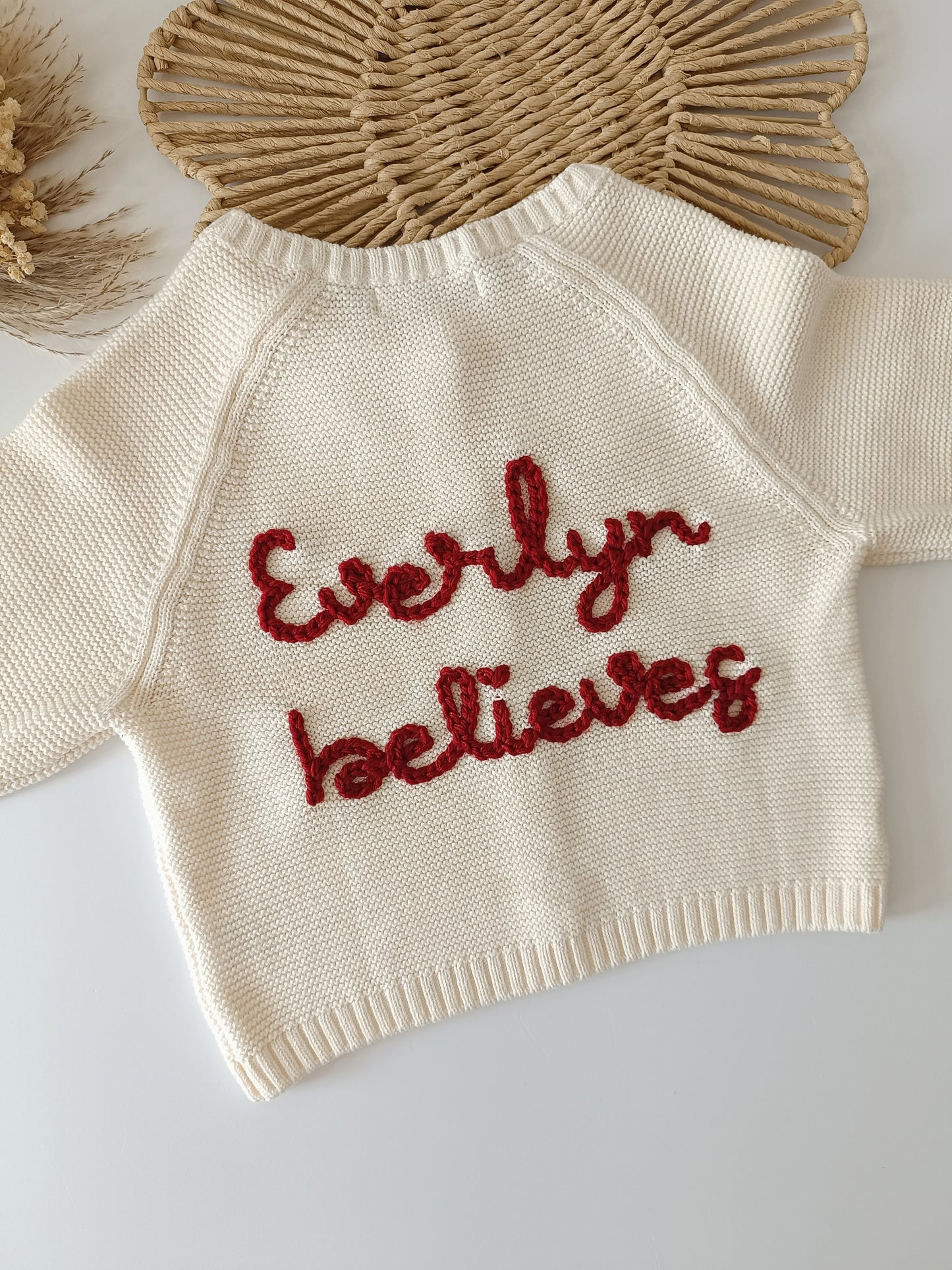 Christmas Personalised Embroidered Cream Cardigan