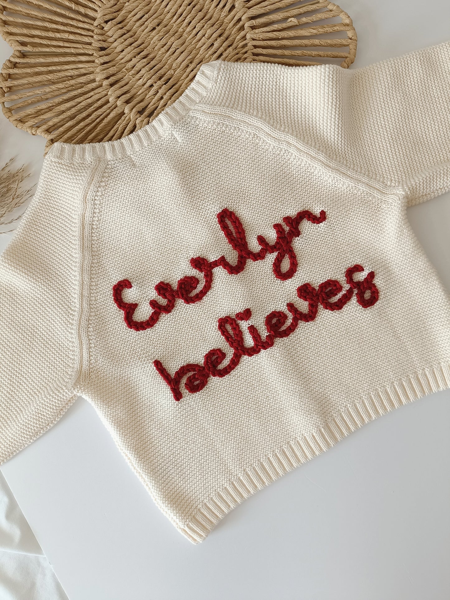 Christmas Personalised Embroidered Cream Cardigan