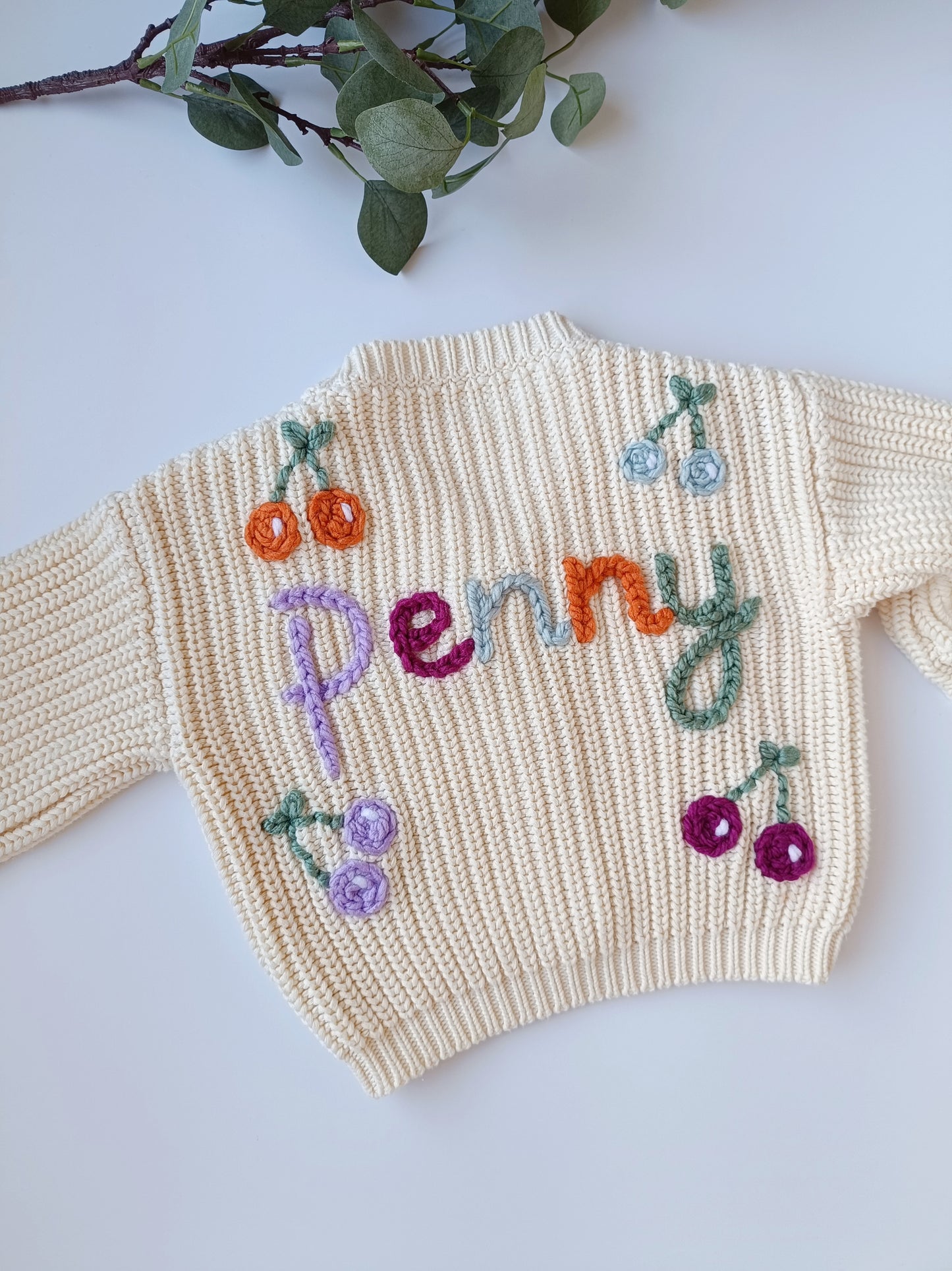 Cream Oversized Name Cardigan