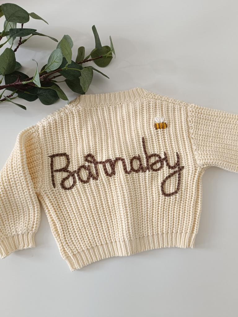 Cream Oversized Name Cardigan