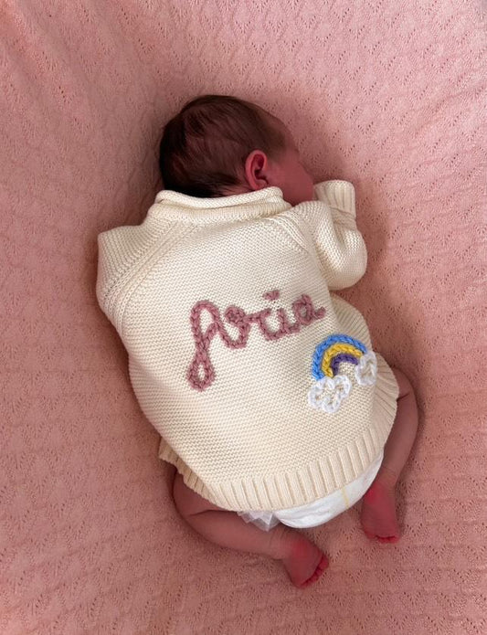 Personalised Embroidered Cream Cardigan