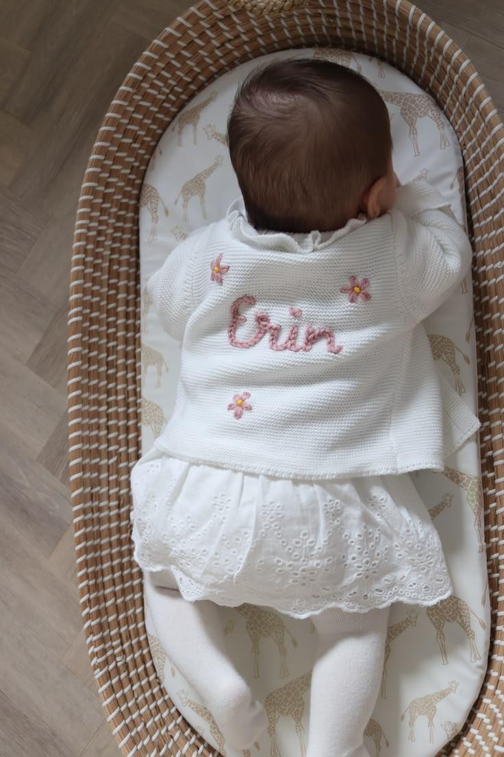 Personalised Embroidered Frill White Cardigan