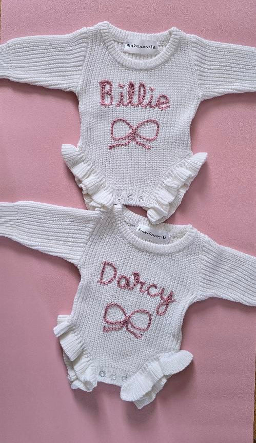 Personalised Organic Cotton Frill White Romper