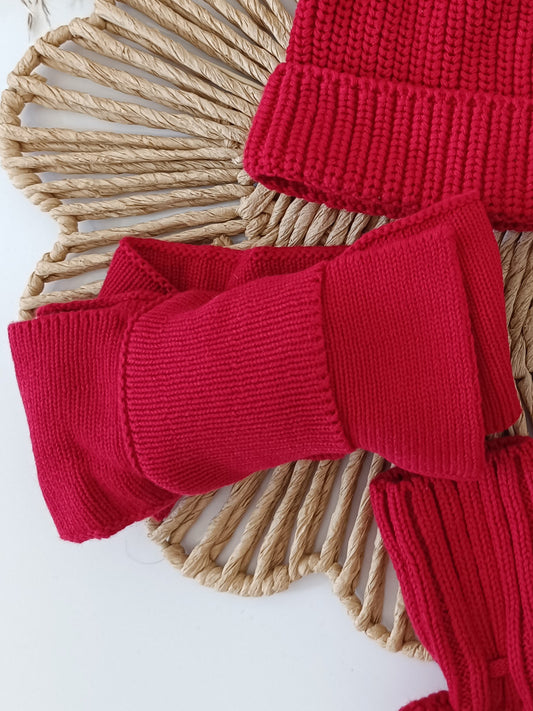 Knit Bow Headband | Topknot | Christmas Red