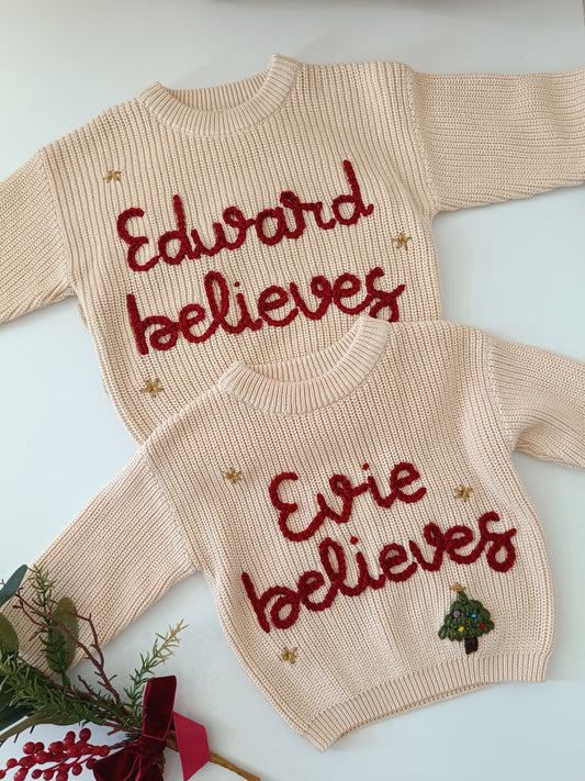 Christmas Believes Natural Oversized Jumper