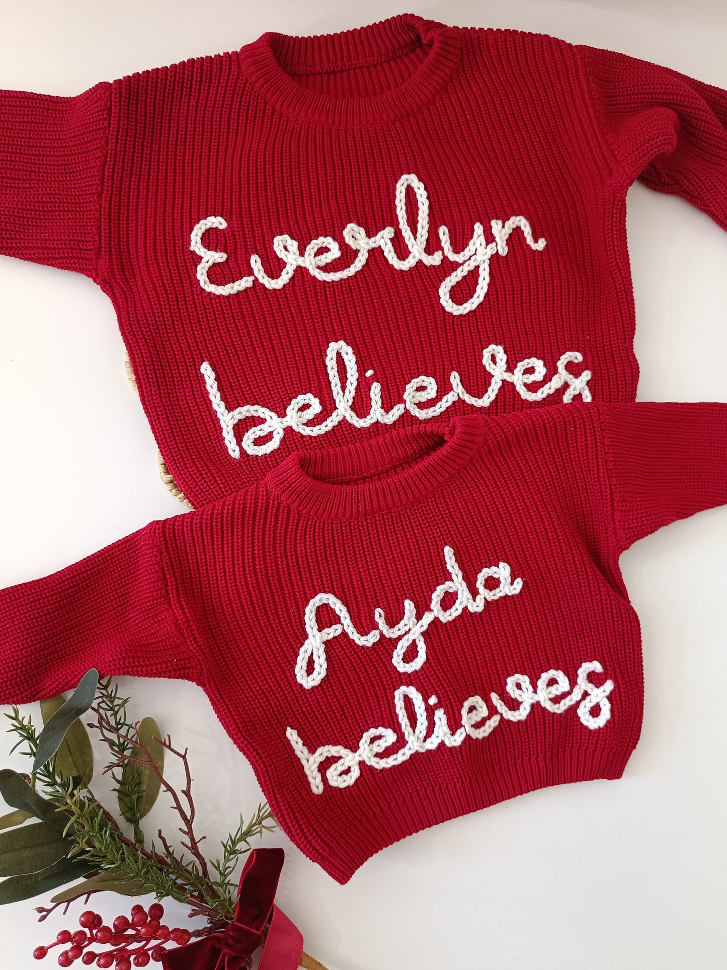 Christmas Believes Red Oversized Jumper