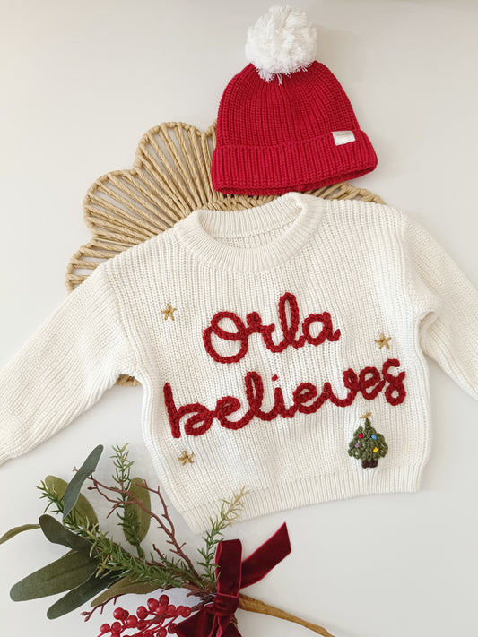 Christmas Believes White Oversized Jumper