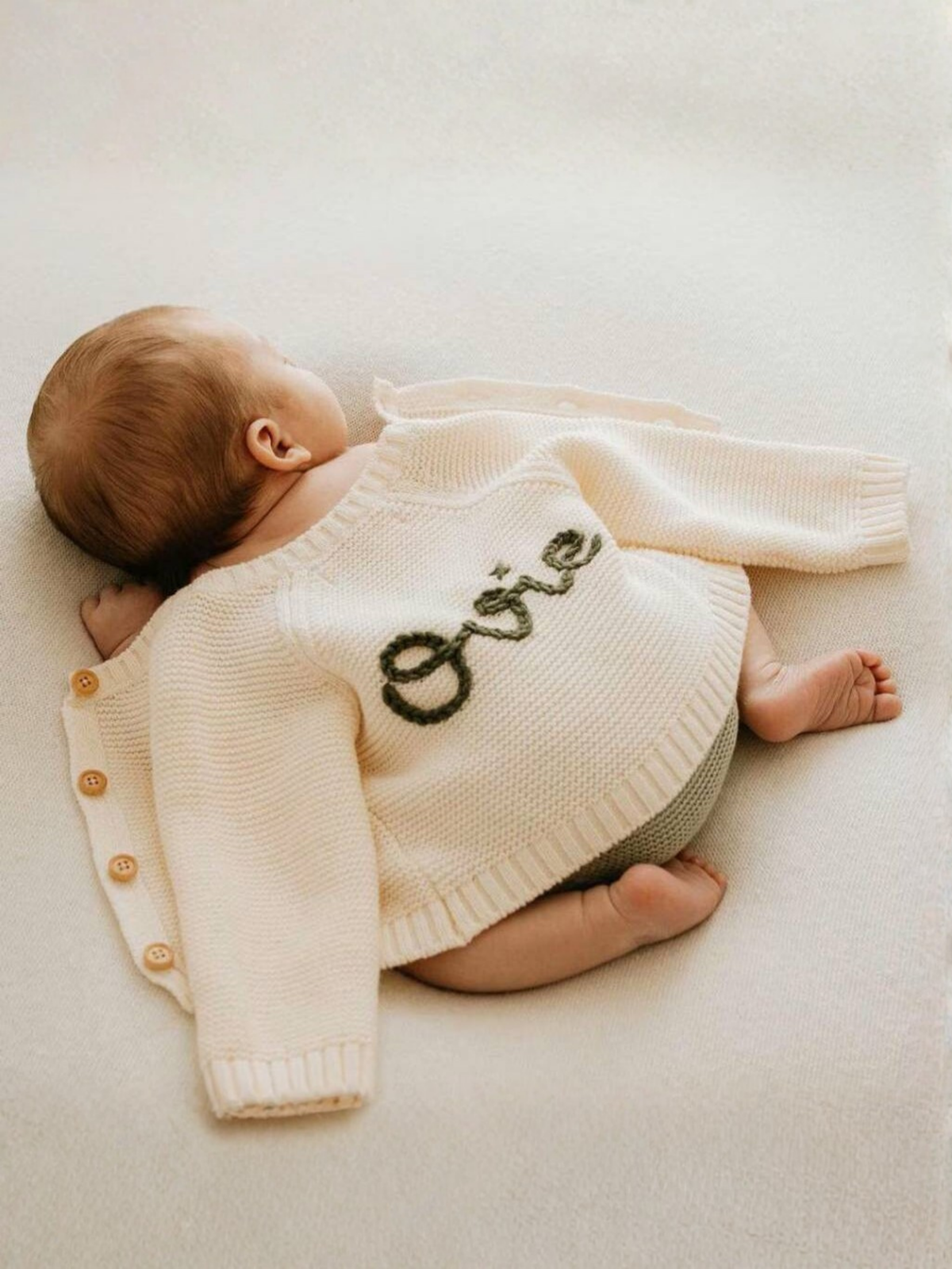 Personalised Embroidered Cream Cardigan