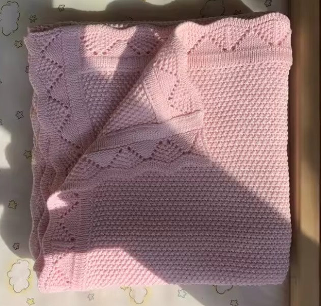 Hand Embroidered Detail Edge Baby Blanket | Baby Pink