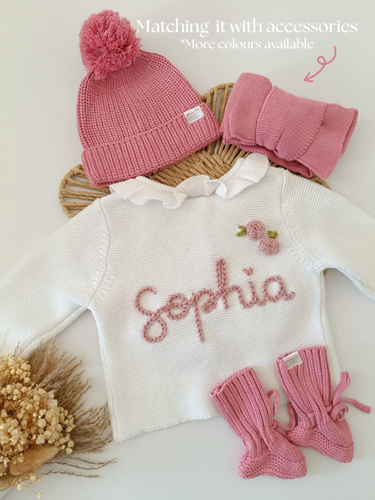 Personalised Embroidered Frill White Cardigan