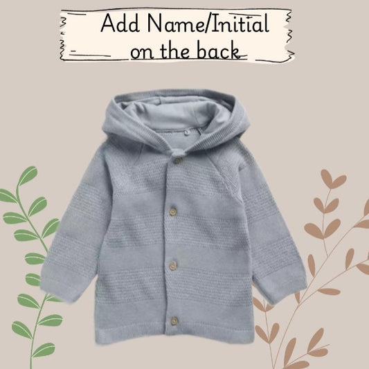 SALE Blue Hood Cardigan 3-6m