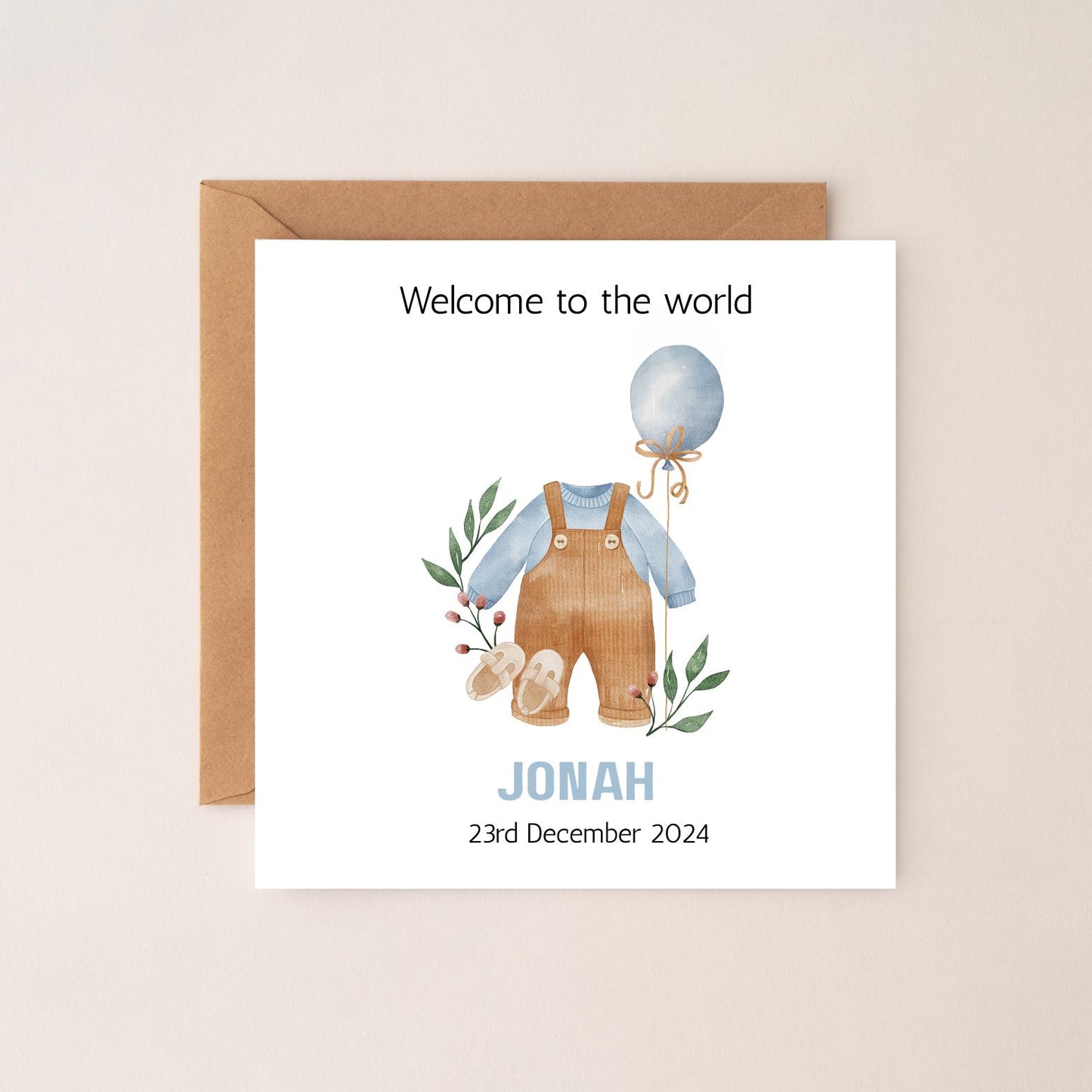 Personalised New Baby Card - Welcome to the World Card - Baby Boy Card- Newborn - Personalised Newborn Card